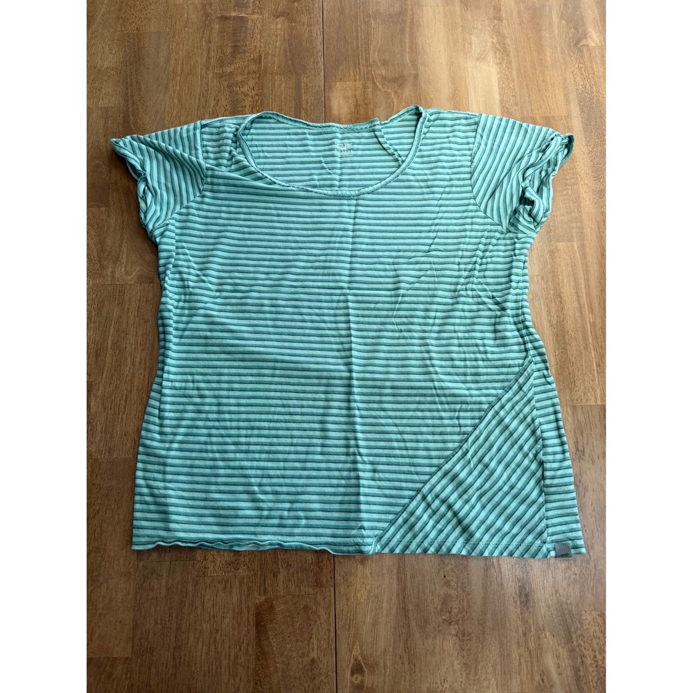 Horny Toad Womens XL Striped Short Sleeve Scoop Neck Tee Seafoam Green